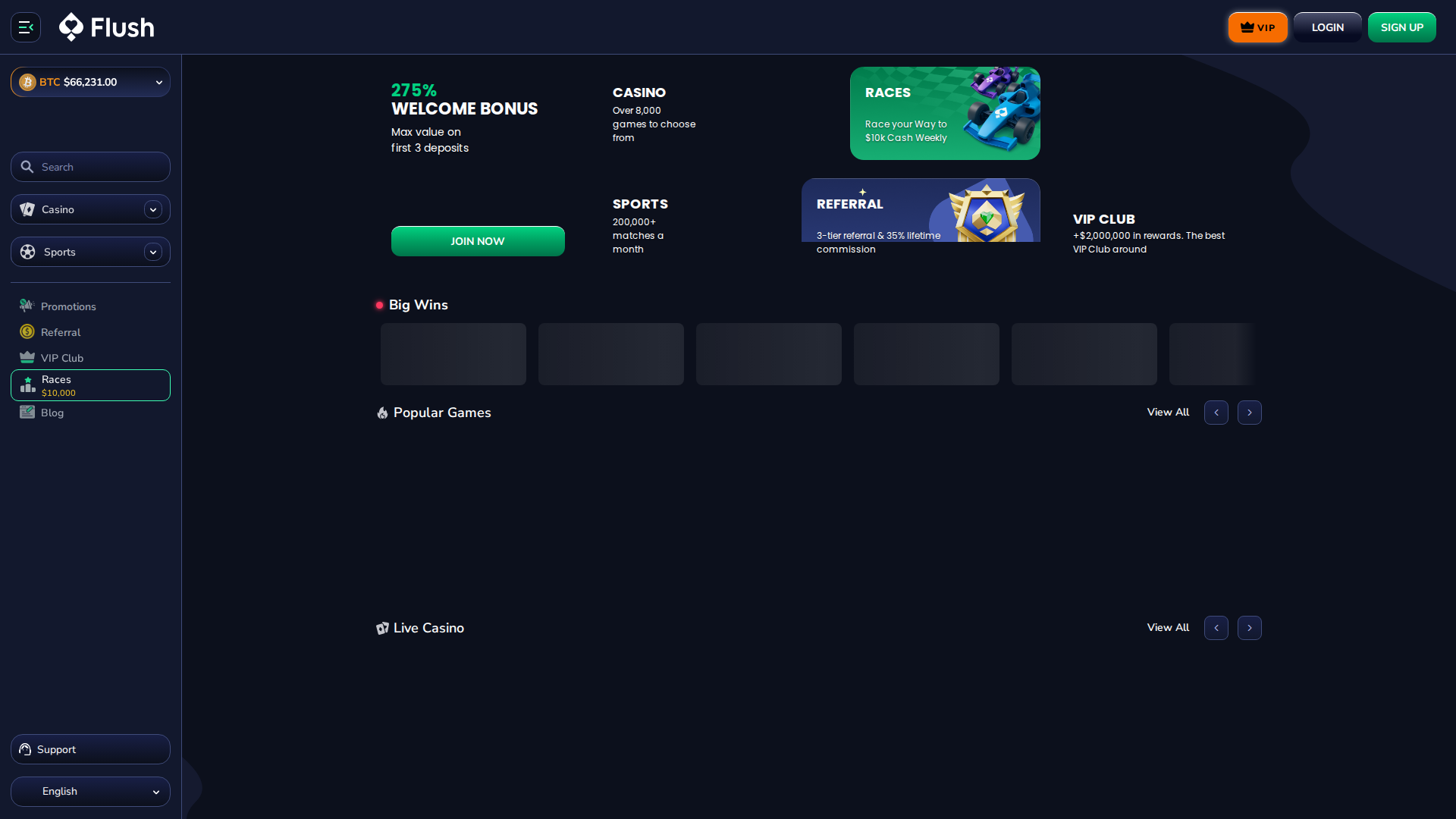 Flush Casino Casino Homepage