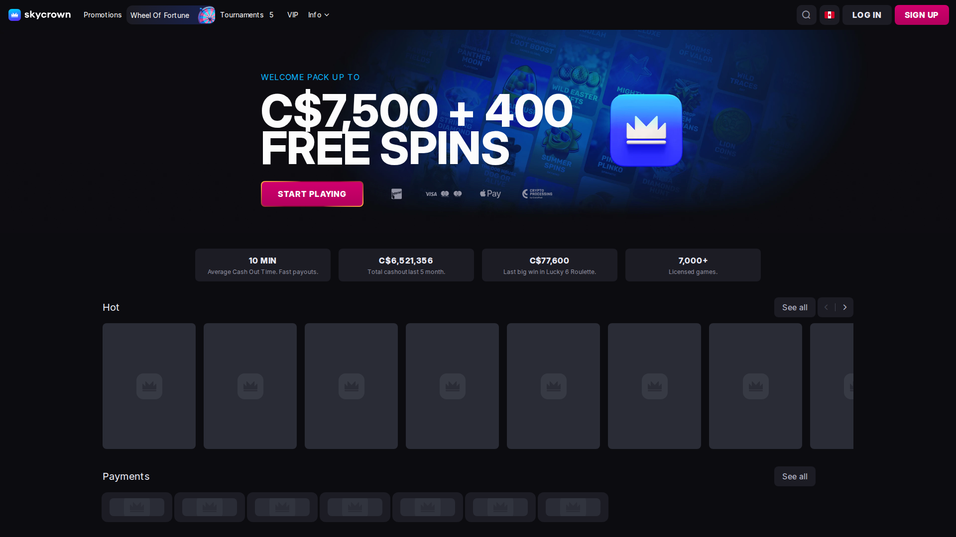 Skycrown Casino Homepage